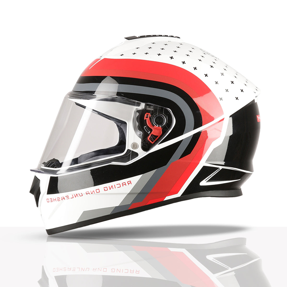 TVS Racing Phantom Series Full Face Dual Visor Helmet for Men | Premium Bike Helmets with ABS Shell, UV Paint | Quick Release System | Aerodynamic Design | DOT & ISI Certified (Black V1)